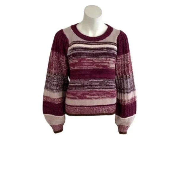 Splendid Collection Sweater S Purple Multi Raya Stripe Wool Blend